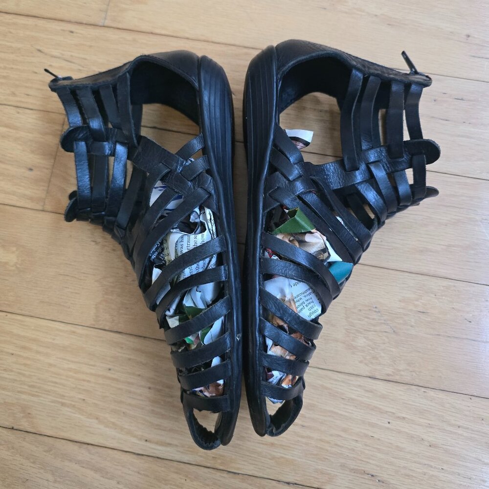 minimalist black leather boho gladiator sandals | WMS 7 - Picture 9 of 10